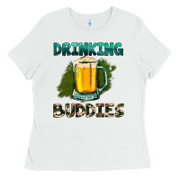 White drinking buddies with beer Ladies Tee - HRA Design Shop