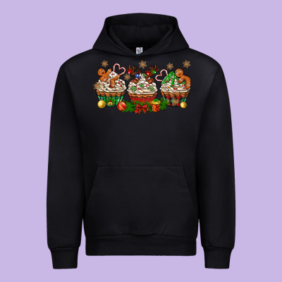 Christmas Cupcake With Gingerbreads Bbs Urban Hoodie Designed By Bundleandbundleshop