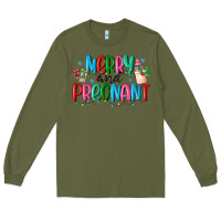 Army Green merry and pregnant Long Sleeve Tee - MaliasSmallBusiness