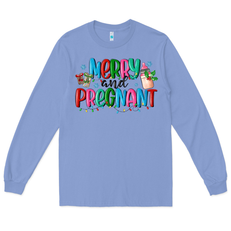 Merry And Pregnant Long Sleeve Tee by MaliasSmallBusiness | Teevron