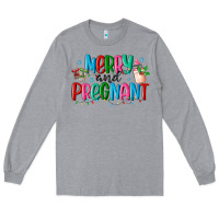Heather Grey merry and pregnant Long Sleeve Tee - MaliasSmallBusiness