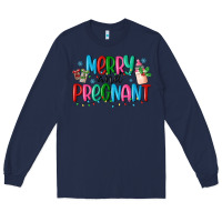 Navy merry and pregnant Long Sleeve Tee - MaliasSmallBusiness