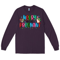 Plum merry and pregnant Long Sleeve Tee - MaliasSmallBusiness