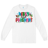 White merry and pregnant Long Sleeve Tee - MaliasSmallBusiness