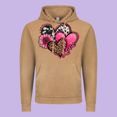 Valentines Day Western Hearts And Sunflower Vintage Hoodie Designed By Jasminsmagicworld