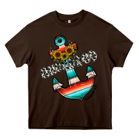 Chocolate Brown anchored Heavy Core Tee - CowhideDigitalArt