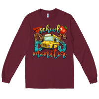 Burgundy school bus monitor Long Sleeve Tee - NancyCooperArtShop