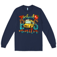 Navy school bus monitor Long Sleeve Tee - NancyCooperArtShop