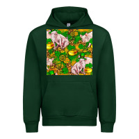 Forest Green St. Patrick's Day Pig And Candy Pot Of Gold Urban Hoodie - FaDigitalArtStudio