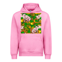 Fuchsia Pink St. Patrick's Day Pig And Candy Pot Of Gold Urban Hoodie - FaDigitalArtStudio