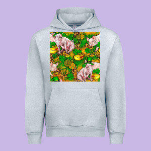 St. Patrick's Day Pig And Candy Pot Of Gold Urban Hoodie Designed By Fadigitalartstudio