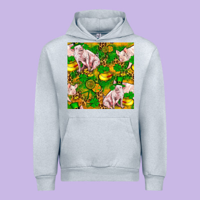 St. Patrick's Day Pig And Candy Pot Of Gold Urban Hoodie Designed By Fadigitalartstudio