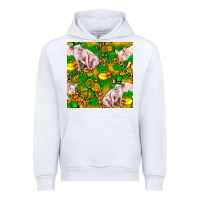 White St. Patrick's Day Pig And Candy Pot Of Gold Urban Hoodie - FaDigitalArtStudio