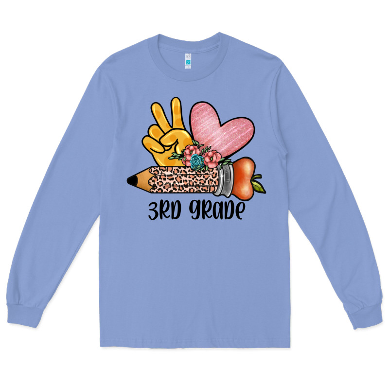 Peace Love 3rd Grade Long Sleeve Tee by JahusDesignShop | Teevron