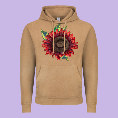 Procut Red Sunflower Vintage Hoodie Designed By Lillyallendesigns