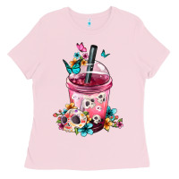 Bubblegum Pink mexican day of the dead skulls coffee cup Ladies Tee - FaDigitalArtStudio