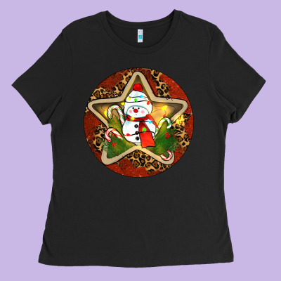 Snowman Christmas Ladies Tee Designed By Ranaportraitstore