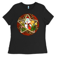 Black Snowman Christmas Ladies Tee - RanaPortraitStore
