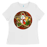 White Snowman Christmas Ladies Tee - RanaPortraitStore