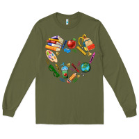 Army Green teacher heart custom Long Sleeve Tee - NancyCooperArtShop