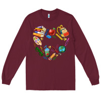 Burgundy teacher heart custom Long Sleeve Tee - NancyCooperArtShop
