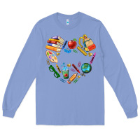 Colony Blue teacher heart custom Long Sleeve Tee - NancyCooperArtShop
