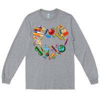 Heather Grey teacher heart custom Long Sleeve Tee - NancyCooperArtShop
