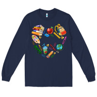 Navy teacher heart custom Long Sleeve Tee - NancyCooperArtShop