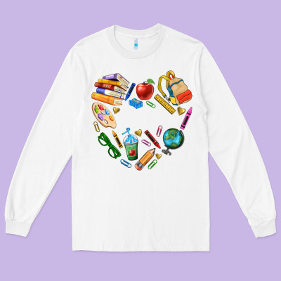 Teacher Heart Custom Long Sleeve Tee Designed By Nancycooperartshop