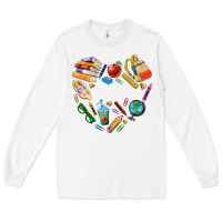 White teacher heart custom Long Sleeve Tee - NancyCooperArtShop
