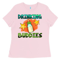 Bubblegum Pink drinking buddies with baby bottle Ladies Tee - HRA Design Shop
