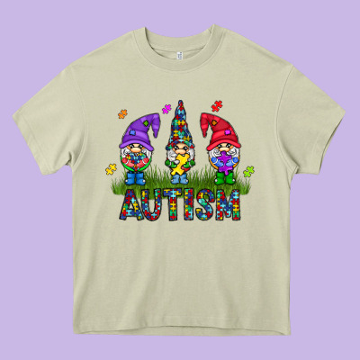 Autism Gnome Heavy Core Tee Designed By Cowhidedigitalart
