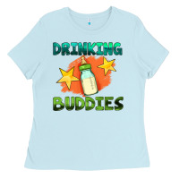 Baby Blue drinking buddies with baby bottle Ladies Tee - HRA Design Shop