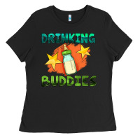 Black drinking buddies with baby bottle Ladies Tee - HRA Design Shop