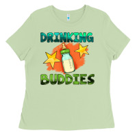 Matcha drinking buddies with baby bottle Ladies Tee - HRA Design Shop