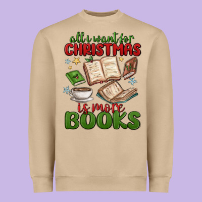 All I Want For Christmas Is More Books Heavyweight Sweatshirt Designed By Maliassmallbusiness