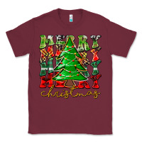 Burgundy Merry Christmas Tree Classic Tee - CowhideDigitalArt