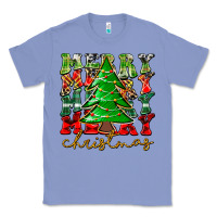 Colony Blue Merry Christmas Tree Classic Tee - CowhideDigitalArt