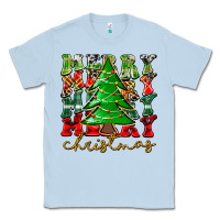 Dusty Blue Merry Christmas Tree Classic Tee - CowhideDigitalArt