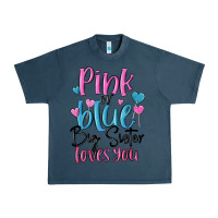 Midnight Navy pink or blue big sister loves you Urban Heavy Tee - MaliasSmallBusiness