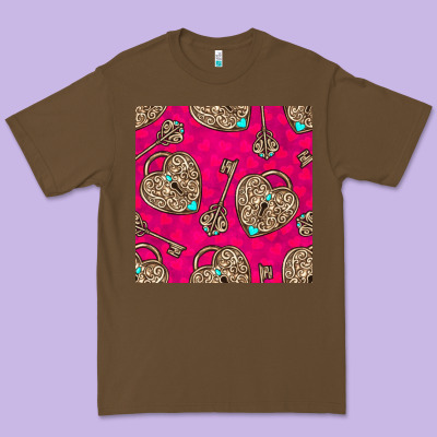 Valentines Day Lock And Key Seamless Pattern Premium Tee Designed By Bundleandbundleshop