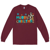 Burgundy western merry christmas Long Sleeve Tee - MaliasSmallBusiness