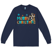 Navy western merry christmas Long Sleeve Tee - MaliasSmallBusiness