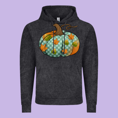 Blue Plaid Autumn Pumpkin Vintage Hoodie Designed By Jasminsmagicworld