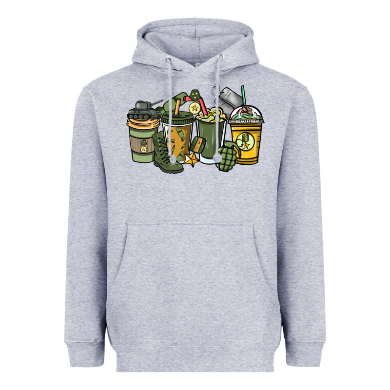 Army Coffee Cups 4th Of July Heavyweight Hoodie by HowdyJamesFarm | Teevron