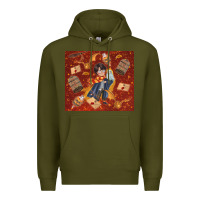 Army Green wizard boy with magic items Premium Hoodie - TumblerDesignByShophia