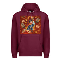 Burgundy wizard boy with magic items Premium Hoodie - TumblerDesignByShophia