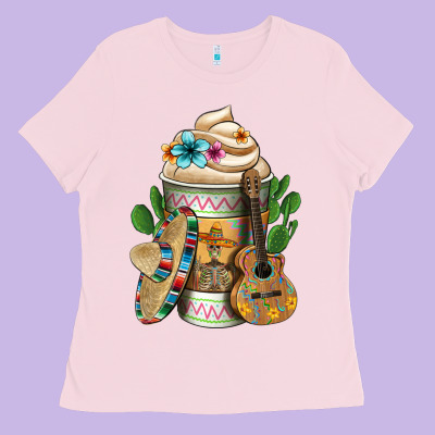 Mexican Hot Coffee Cup Ladies Tee Designed By Fadigitalartstudio