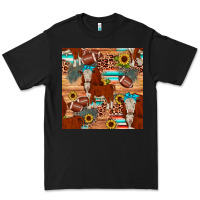 Black football hereford sunflower seamless pattern Premium Tee - JahusDesignShop