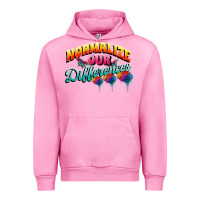 Fuchsia Pink Normalize our differences Autism Urban Hoodie - FaDigitalArtStudio